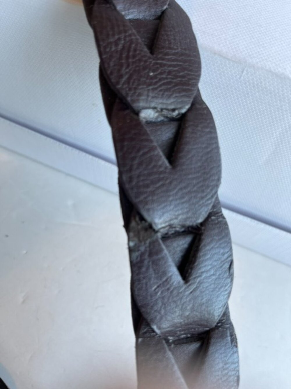 Brown braided leather belt. - Picture 4 of 5